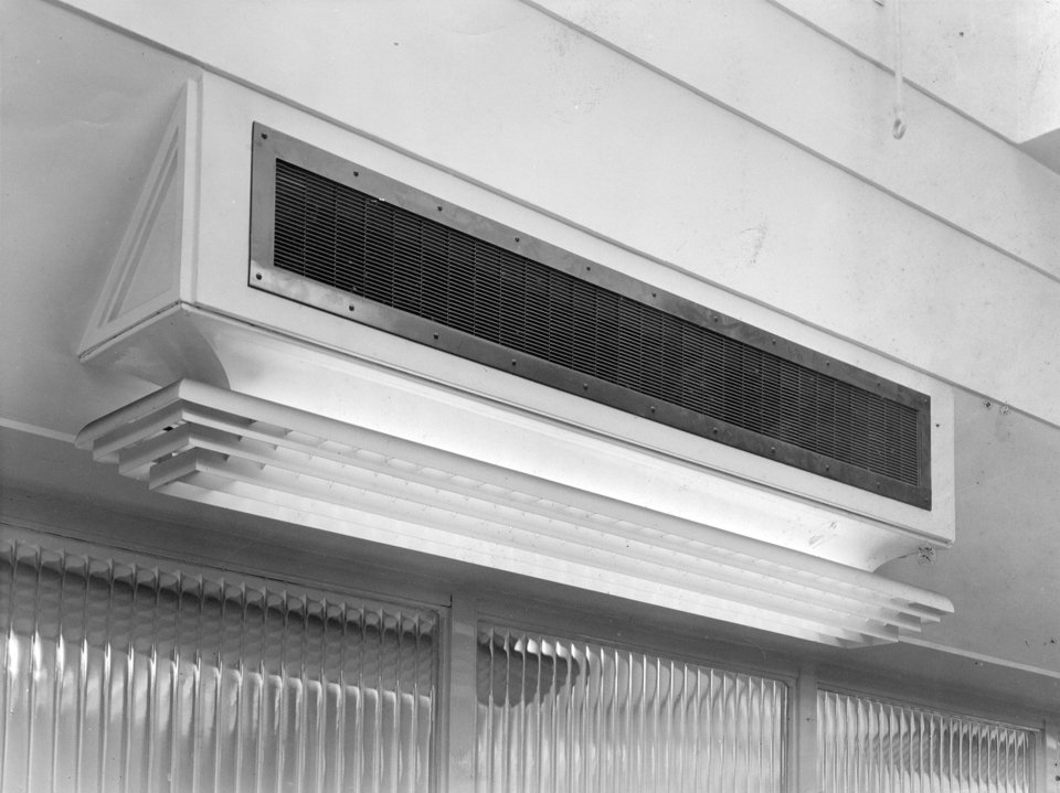 Detail of combined lighting and ventilation fitting.