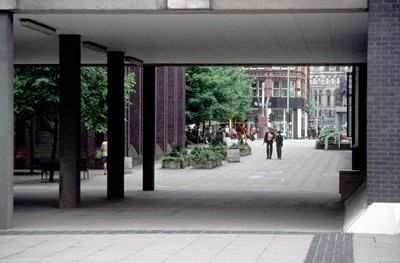 View back towards Deansgate from first courtyard.