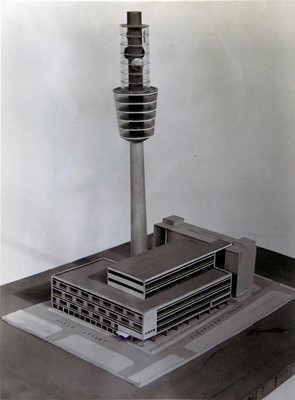 Model of proposed tower in 1959.